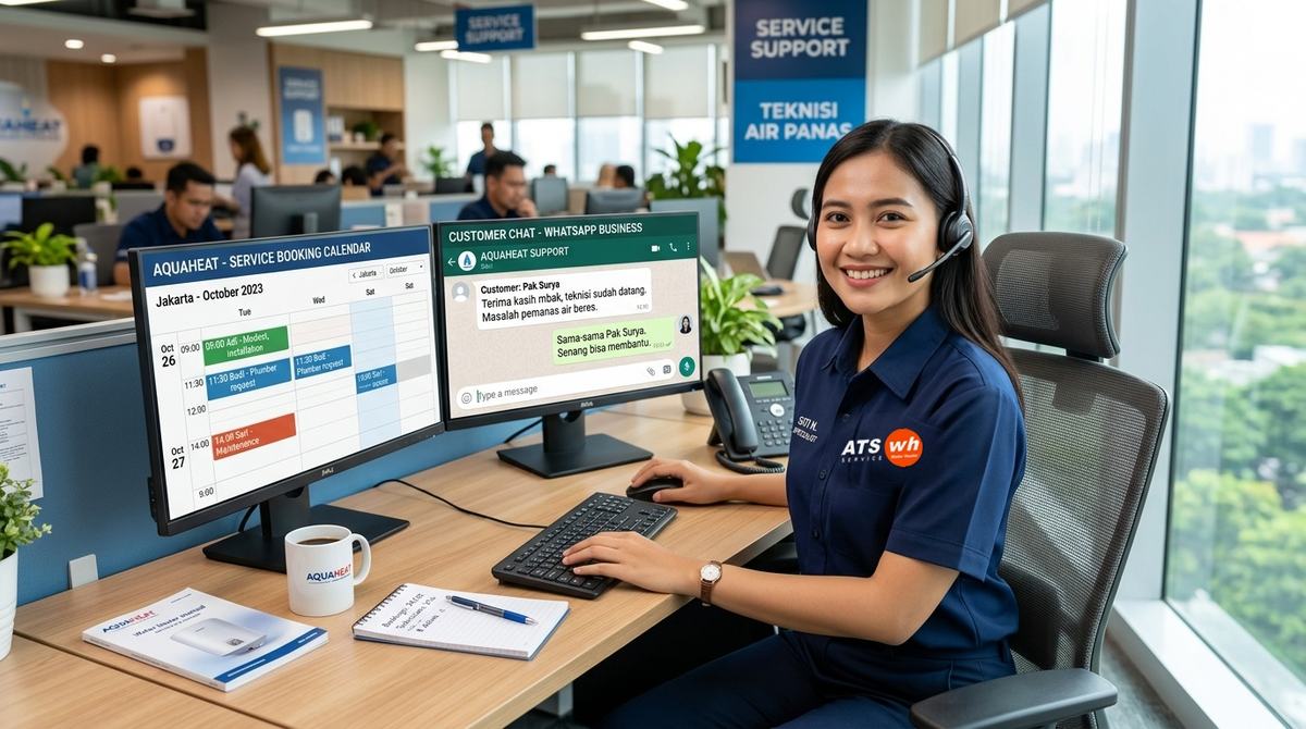Customer service spesialis Wika melayani konsultasi booking jadwal teknisi